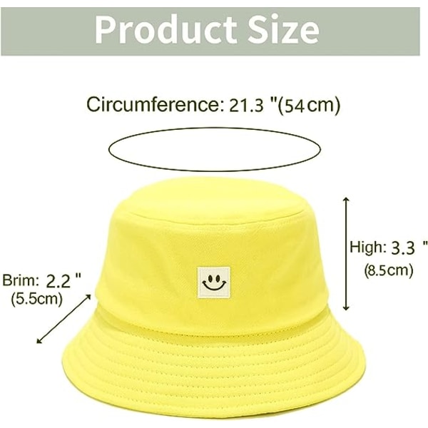 Barnsolhatt Smile Face Bucket Hat för flickor Pojkar Sommarsolskydd bomull unisex cap