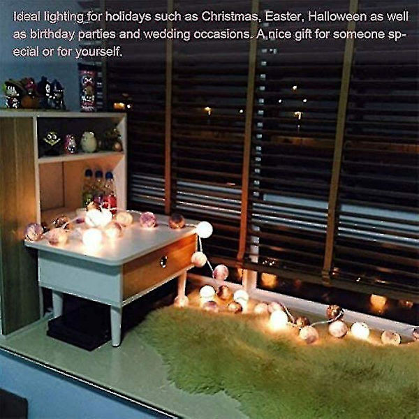 20 LED Fejelygter, Batteridrevet Bomuldskuglelys LED Party Tema Julebørneværelse Natlys Dekoration