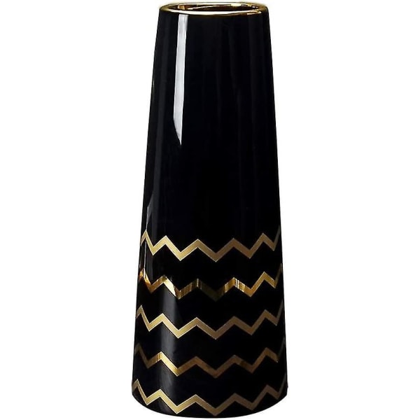 25 cm Blomstervase Sort Guld Keramik Høj Design Dekorative Vaser Til Hjem, Fest, Bryllups Midtpunkt