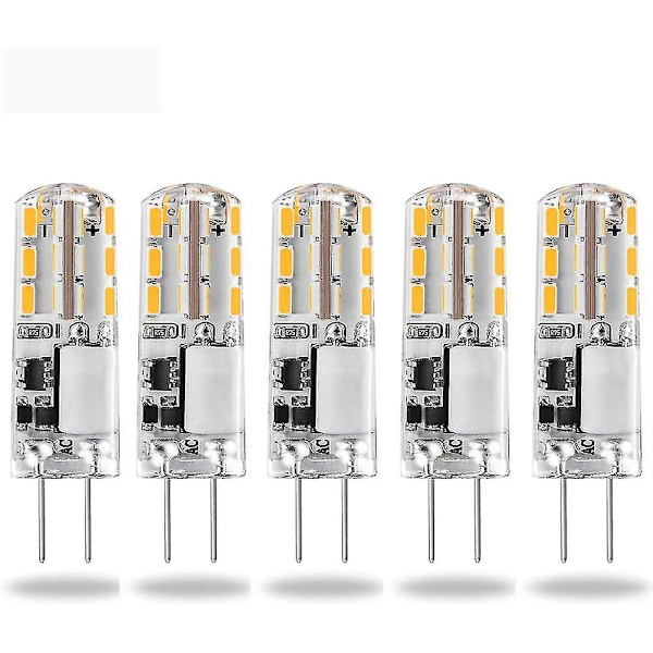 5 kpl G4 LED-lamppua 12V Päivänvalo Valkoinen 6000k 1.5W AC/DC 12V Halogeeni Vaihto 2W G4 Kanta