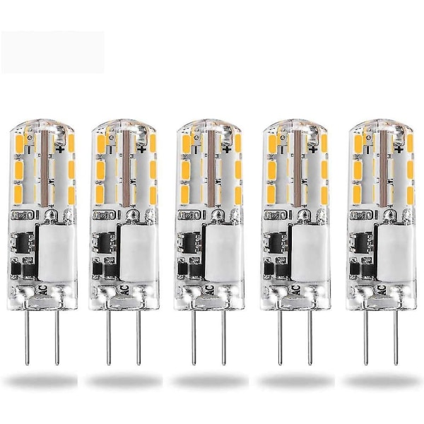 5-pack G4 LED-lampa 12V Dagsljusvit 6000K 1,5W AC/DC 12V Halogen Ersättning 2W G4 Sockel