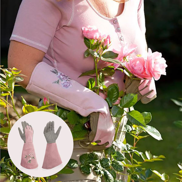 Damer Läder Trädgårdshandske Lång Ärm Sticktålig Elegant Dam Trädgårdshandske Fint Broderi Oliv/rosa/röd/blå/grön Trädgårdshandske Storlek L/9