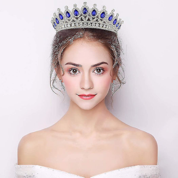 Kvinner Luksuriøs Krystall Rhinestone Brud Krone Prinsesse Hodeplagg Jenter Tiara Tilbehør Med Kam