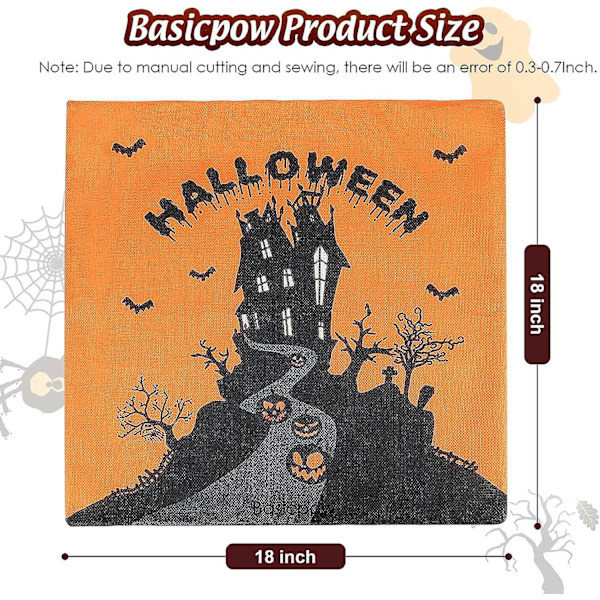 Happy Halloween putetrekk sett 18x18 stykker lin putetrekk gresskar heks slott trick or treat juledekorasjon for sofa soverom bil sengetøy