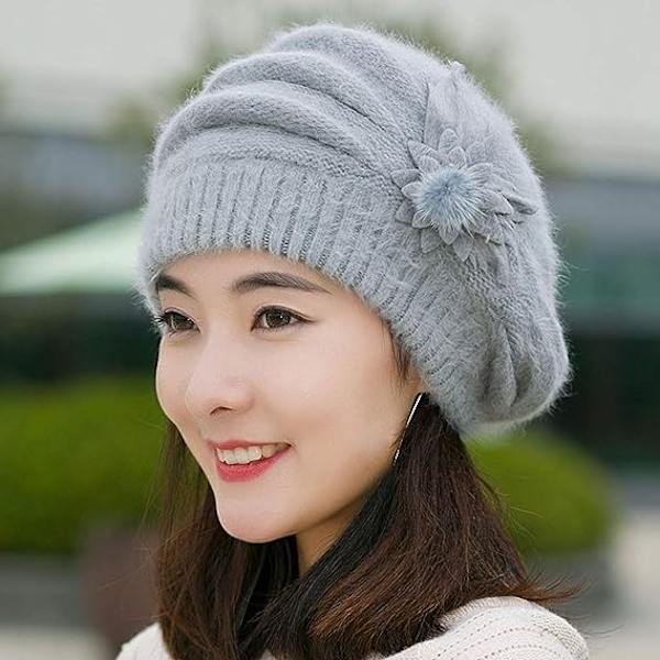 Kvinners Beanies Vinterhatter Kvinner Mote Kvinner Blomster Strikket Heklet Lue Vinter Varm Lue Beret Kvinner Hatter Vinter Varm
