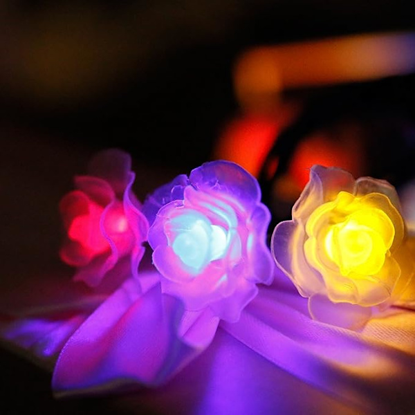 30 LED Solcellssträngar Landskapsbelysning 20FT Romantisk Ros Solcells LED Patio Sträng Vattentät Julbelysning Utomhuslampa för Trädgård Gräsmatta Hem Jul