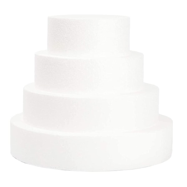 4 stk hvite kakeunderlagsett Kake skumrunde Kake dummy skum Styro kake dummies Runde kake skum Øvelse Styrofoam dummies