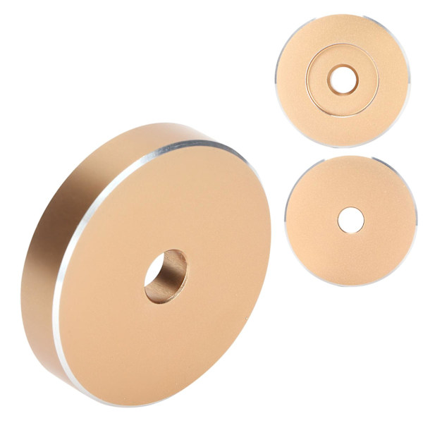 45 RPM Plate-Adapter for Stort Hull - Konverteringsplate for Vinyl - Svart Klemmeadapter for de fleste plater med stort hull - Gull