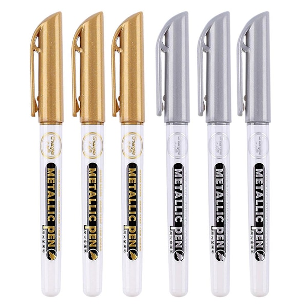6-pack Akrylpennor för Epoxy Resin, Guld & Silver, för Färgläggning