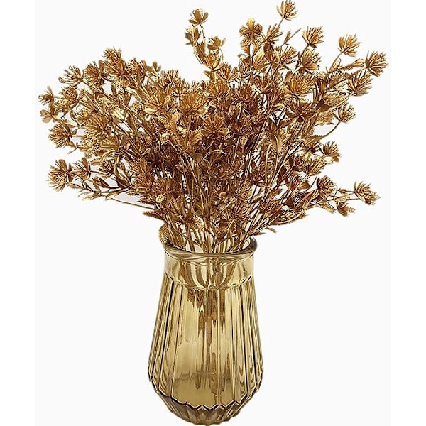 Falsk Gypsophila-plante - Guld 4-pak, Kunstige Gyldne Babysåndsplanter, Plastik Babysånd Græsbuske Kunstige Buske Indendørs Udendørs Plantefyld