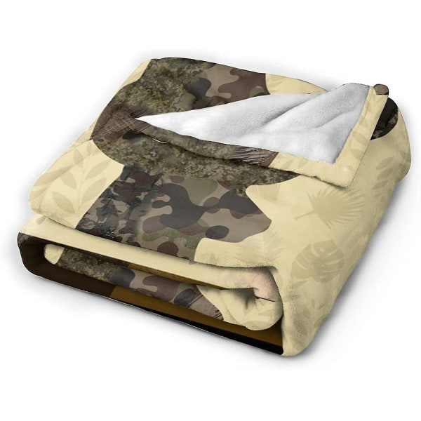 Deer Camouflage heittopeitto Kodikas Pehmo Camo Metsästys Flanelli Fleece Ultra Pehmeät Peitot Unisex Kevyet Fuzzy Juhlapeitot Lahjat aikuisille miehille Be