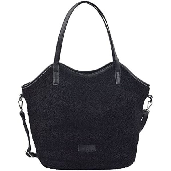 Kvinners store fleece sherpa tote bag teddy plysj fluffy pels håndvesker for kvinner jenter veske