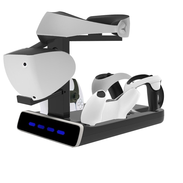 5-i-1 Opladningsstation Stativ Til PS VR2 Og PS5 Controller Opladningsdock Station Med VR Headset Stativ, Opladningsbase Stativ Med LED Indikatorer