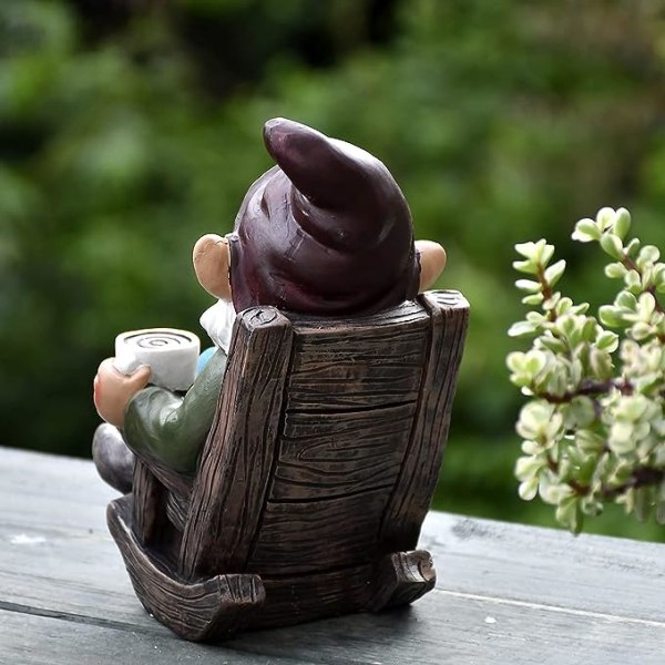 Drickande Kaffe Trädgårdstomte Staty Dekoration 7.3\" Tomte Trädgård Staty Figur Ornament för Inomhus Utomhus Hem Trädgård Patio Yard Gräsmatta