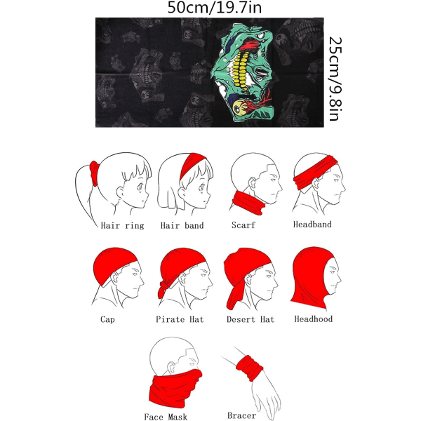 8st Halsdukar Snusnäsdukar Skull Face Tube Svart Pannband, Motorcykel Multi Huvudbonad Hatt Scarf Ski Mask