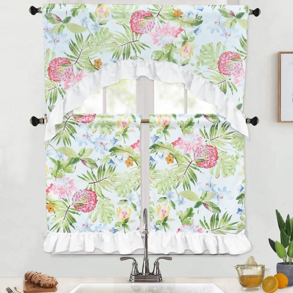 Short Kitchen Curtain With Small Lace Curtain Set