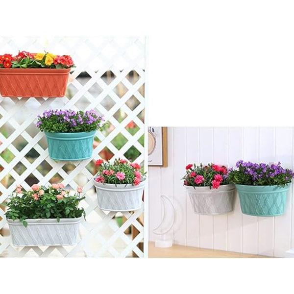 2 stk. vægmonteret plantehegn blomsterpotte hængende halvcirkel blomsterpotter simulation rattan vævet planter potte til altan hjem have