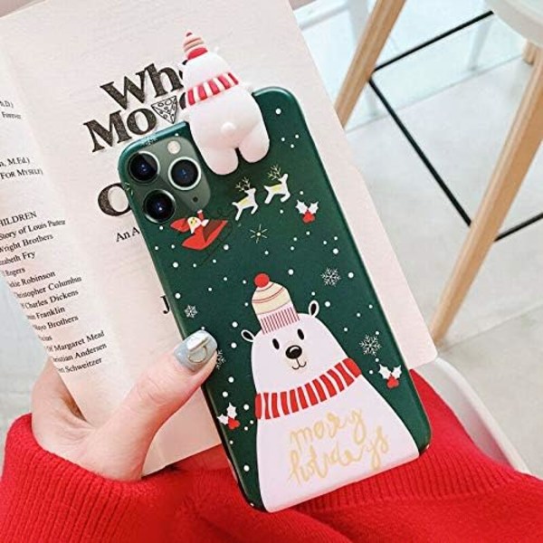 Juletui til iPhone 11 Pro Max, Merry Christmas Myk silikon TPU 3D Søt snømann julenisse/elgmønster Ganske søt Premium fleksibelt beskyttelsesdeksel