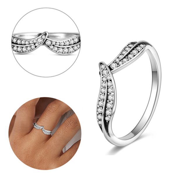 925 Sterling Silver Ring för kvinnor Bröllop Smycken Gåvor 8