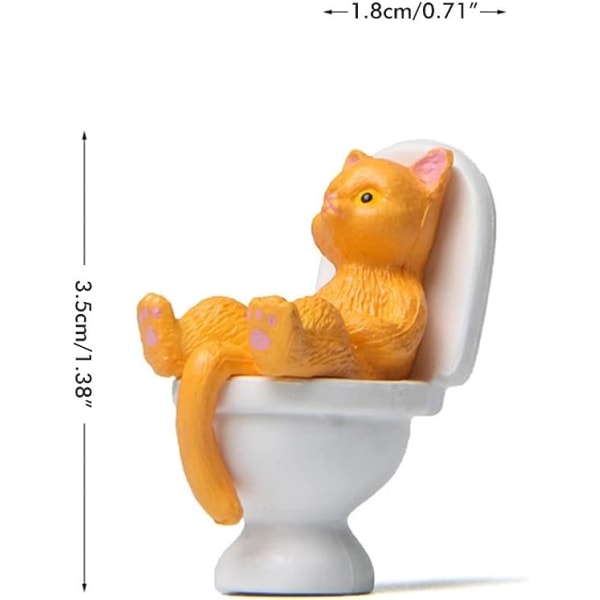 5 stk Minitoalett Kattfigurer Kattstatue Sittende på toalettet Tegneserie Dyrehagestatuer Desktop Ornamenter Hjemmeinnredning til bokhylle Kontor Hjemmebord