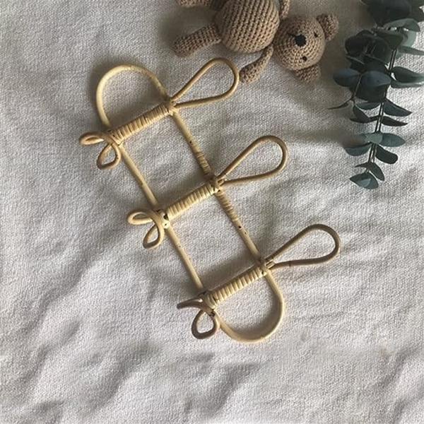 Rattan Knager Vægkroge Børnetøj Organizer Rack Tøj Hat Hængende Krog Rattan Hanger Børneværelse Dekoration Hanger