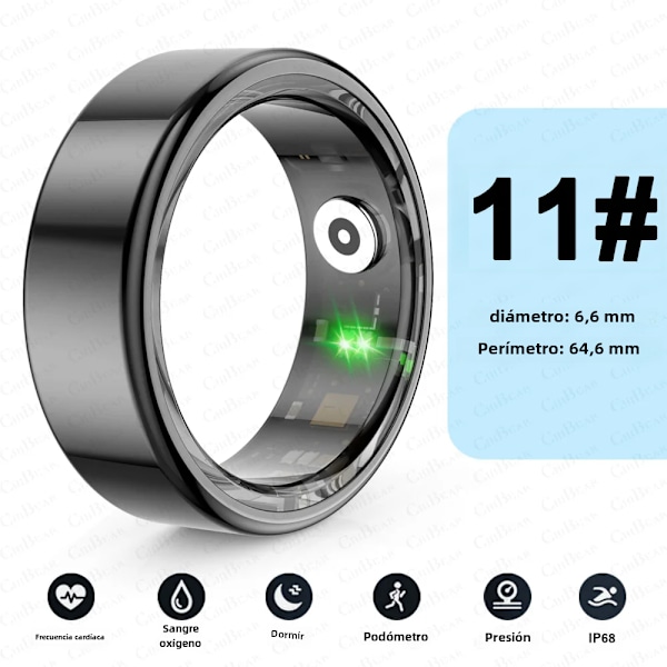 Smart Ring för HUAWEI/XIAOMI/SAMSUNG Titanium Stål Fodral Hälsomonitorering 3ATM Vattentät 100+ Sportlägen Smartring för Män Kvinnor black11