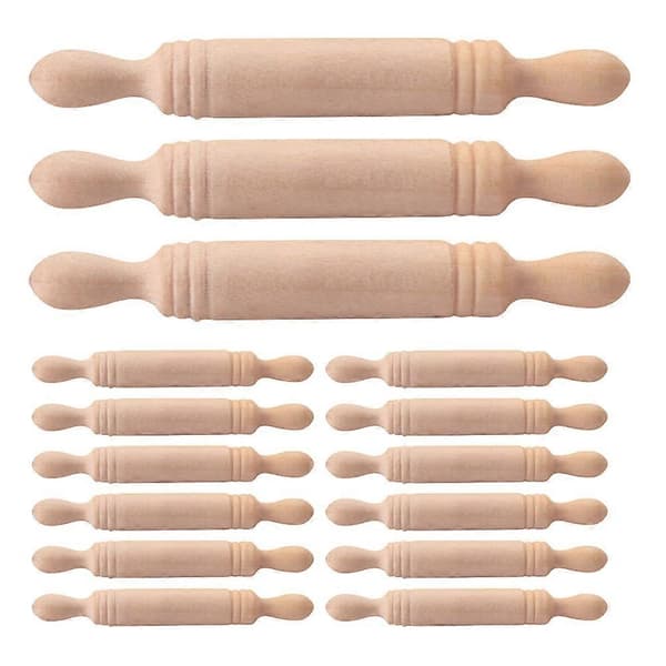 Beige Miniature Kagerulle til Dukkehus 20 Stk Træ Dejrulle