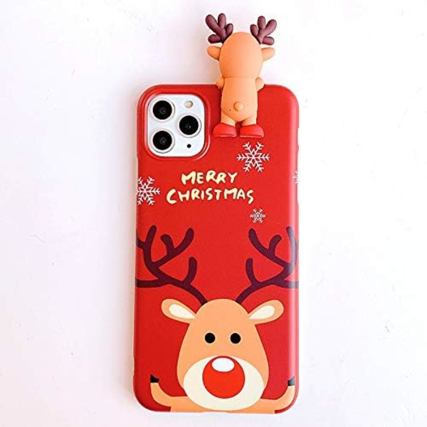 Julskal för iPhone 11 Pro Max, God Jul Mjuk Silikon TPU 3D Söt Snögubbe Tomte/Älg Mönster Vacker Söt Premium Flexibel Skyddande Skal