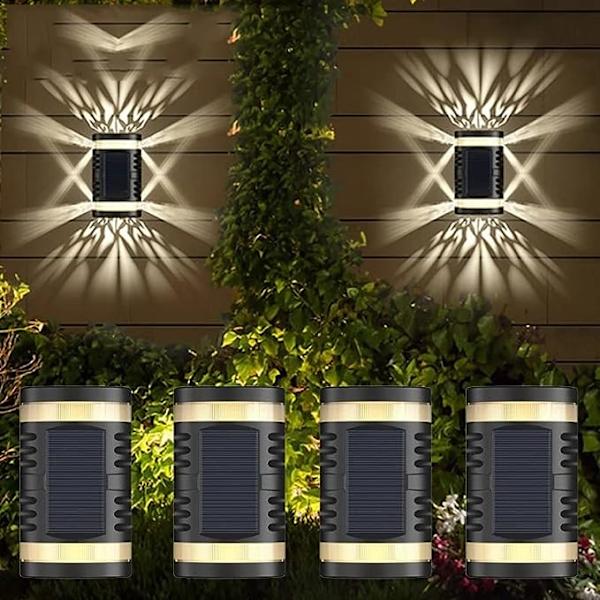 Solcelledrevet LED udendørs væglampe til havedekoration, lampe til altan, baghave, landskab, boligindretning Sola (farve: A, størrelse: One Size)