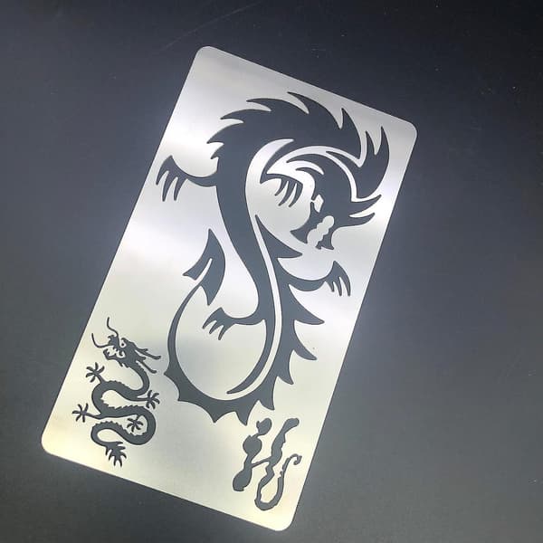 Metal Journal Stencils Dragon Rustfrit Stålskabelon til Maling Træbrænding