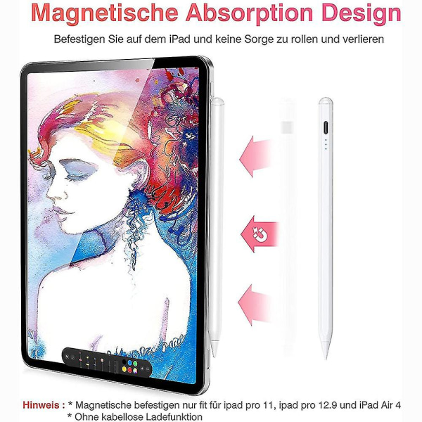 Kingone Styluspen för iPad, Magnetisk Hållare iPad Pen Tiltfunktion Palm