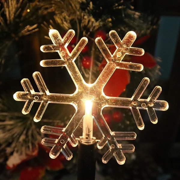 Solar Christmas Snowflake Led Pathway Lights Vanntett for Plen Yard Gangvei Hage Dekor Jul Home Decoration Varmt hvitt landskapslys - 5 Pa