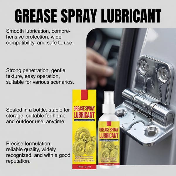 Fedtspray Smøremiddel - 180 ml Kraftfuld Rustfjerner til Metal, Anti-Rust Konverter Spray til Flere Overflader Jern 1pcs
