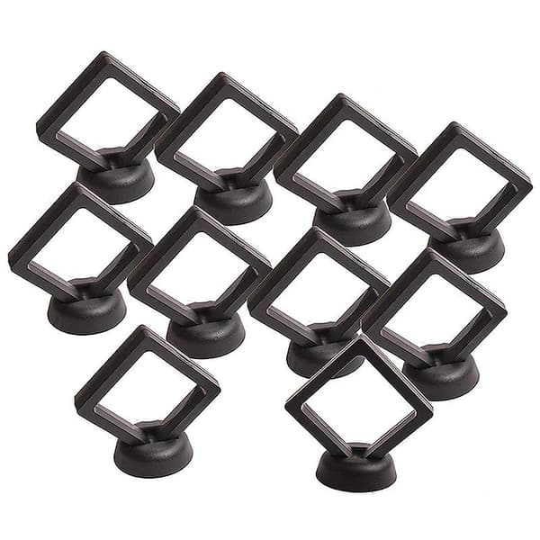 Mønt Displayboks - 20 3D Flydende Displayholder Med Stativer Til , AA Medaljoner, Smykker, Sort, 2