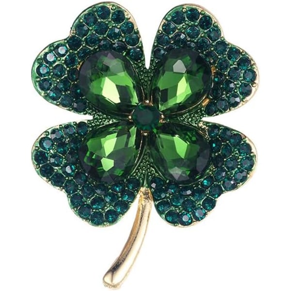 Trafford2009MU Large Classic Shining Shamrock St Patrick's Day Celtic Ireland Emalj Pin Badge Brosch, Grön, 51 mm x 40 mm