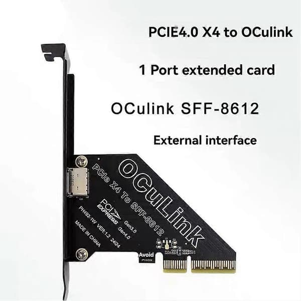 PCIe 4.0 X4 til Oculink SFF8611/8612 udvidelseskort til SFF-8639 U.2 SSD til eksternt grafikkort til Win/Linux Black