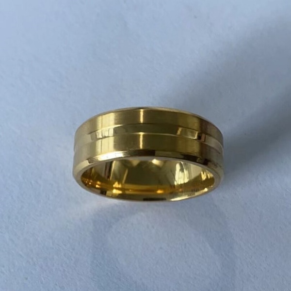 1 stk. rustfrit stålring til mænd og kvinder, designer blå farve, datingringe, gave til teenagere, fidget spinner-ringe Gold 10