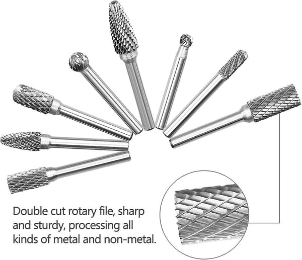 Rotary Cutter, Dobbelt Cutter Tungsten Cutter, 8 Stykker Solid Carbide Steel Dobbelt Cutter