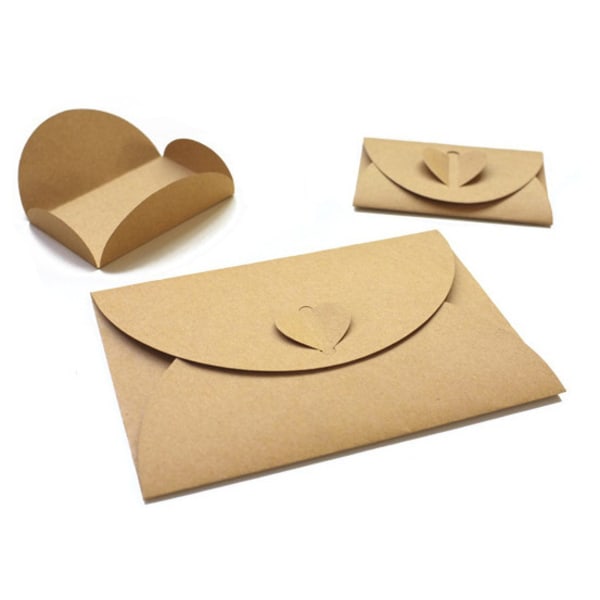 50 stk Kraft papir konvolutter 17,5*11 cm gavekort konvolutter Brune frø konvolutter med hjertelås Vintage Craft fotokonvolutter