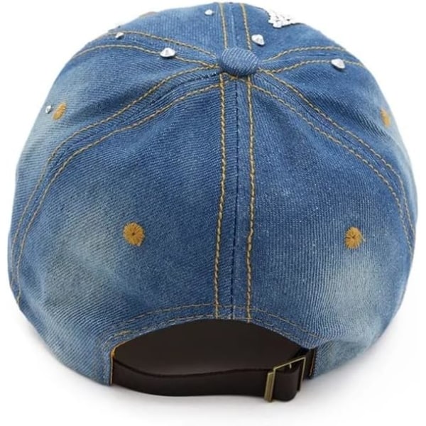 Damhatt Diamantblomma Denim Baseballkeps Sommar Cowboyhatt Cowboyhatt Baseballkeps (Färg: B, Storlek: Justerbar)