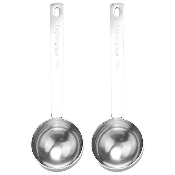 Kaffemål i rustfrit stål, 2 spiseskefulde måleske til kaffe, 30 ml metal langskaftet ske