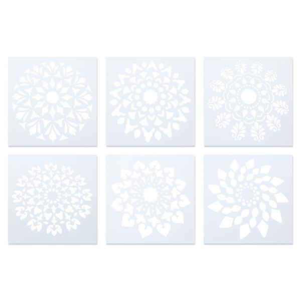 6 kpl Stenssilarkkia Piirustusmalleja Mandala Pistemaalausmalleja Kukkasstencilit DIY-stencilit