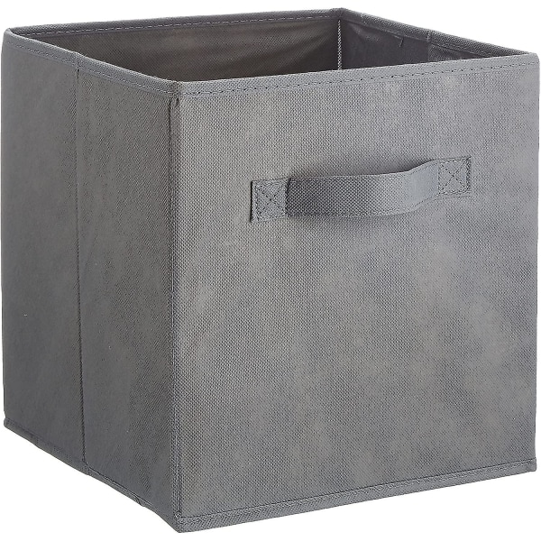 Sammenleggbar stoffoppbevaringskuber Organisering med håndtak, grå - pakke med 6