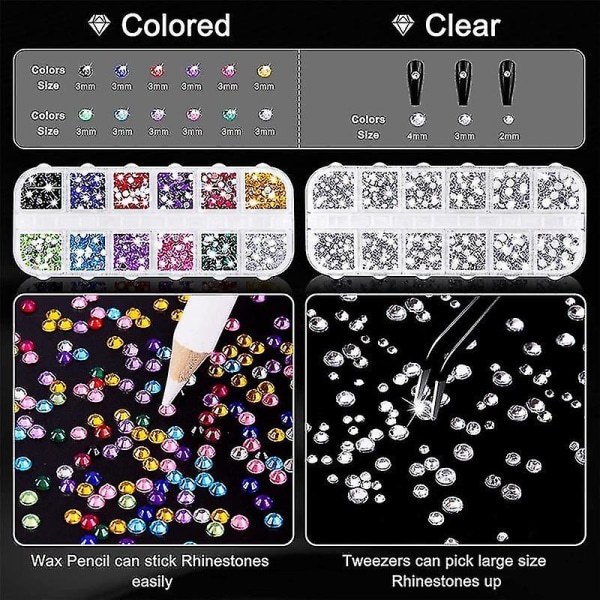 4000 Rhinestones 2st 25ml Lim för Rhinestones, 1 Vaxpenna för Konst