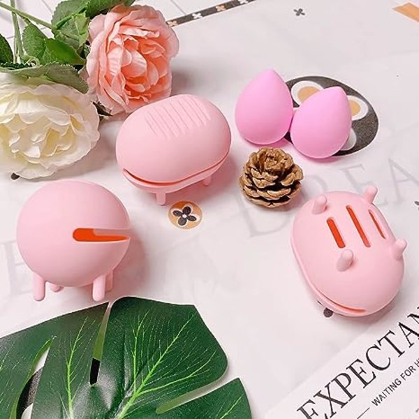 Beauty Blender Case Rejse Makeup Svampebeholder Pink Beauty Blender Opbevaring Silikone Beauty Sponge Blender Beholder Makeup Æggepustbeholder Cosm