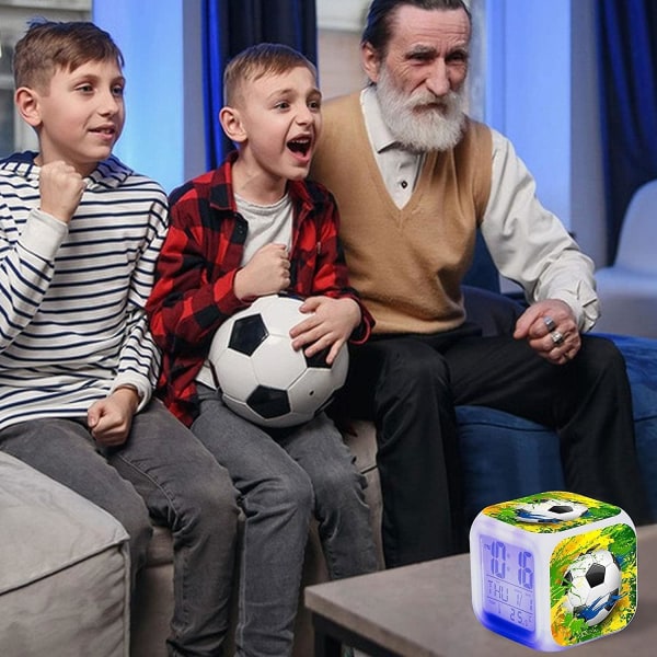 Digital fotballklokke,digital soveromsklokke med LED-skjerm | Kreativ LED-klokke Med Tid Uke Måned Temperatur Visning For Barn