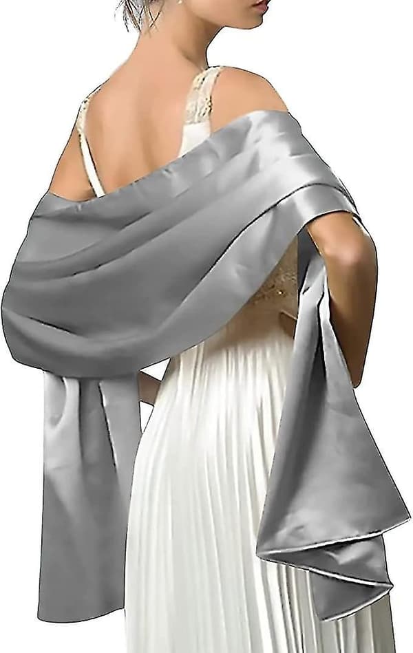 Kvinders Satin Chiffon Festlige Halstørklæder Sølv