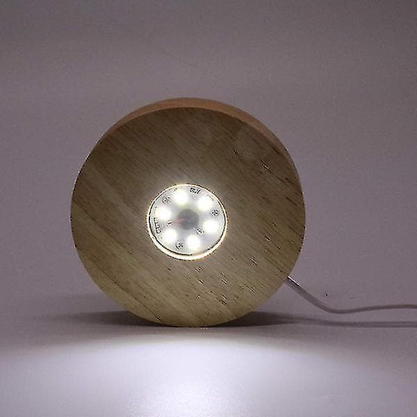 LED Rund Lasergraverad Kristallvisningsbas Belysning Monokromatisk Dämpning USB 8*2cm