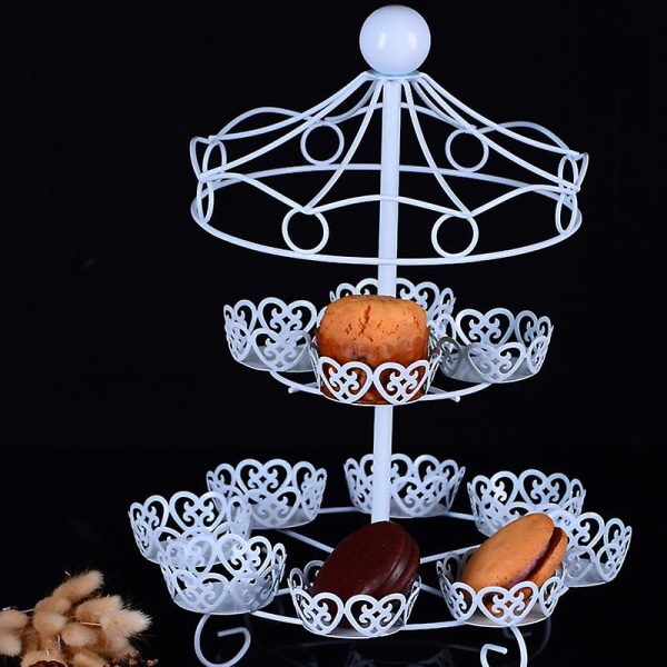 2-lags 12-kopps Cupcake-stativ Holder Display Bryllupskakekopp Displaystativ