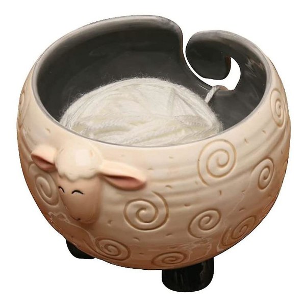 Sleepy Keramisk Garn Skål Stickning Skål - Håller Garnboll För Gratis Stickning, 6 tum B X 4,5 tum